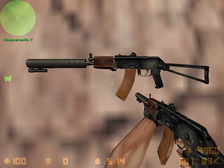 Скачать Модель AKS-74U with silencer n' light, ala MGS2 для CS 1.6