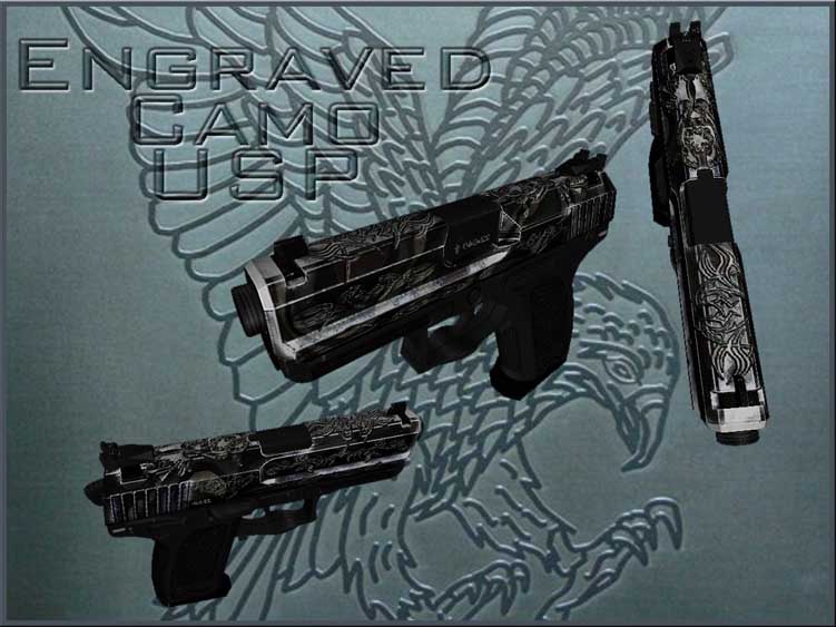 Скачать Модель KFUS Engraved Camo USP для CS 1.6